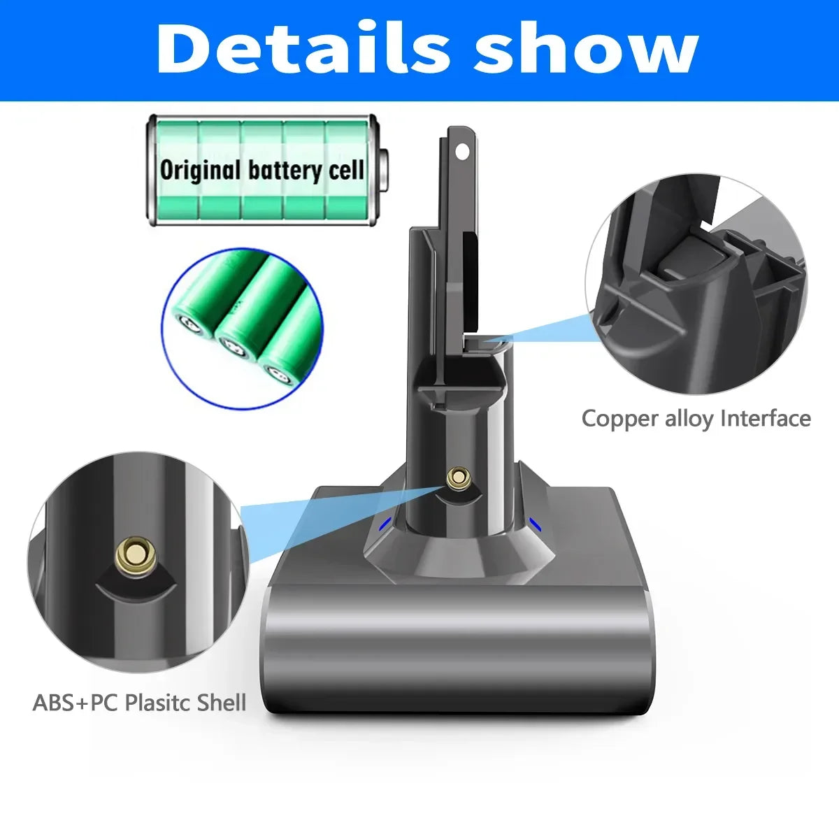 Replacement Battery for Dyson V6 V7 V8 V10 Vacuum Cleaners - 6