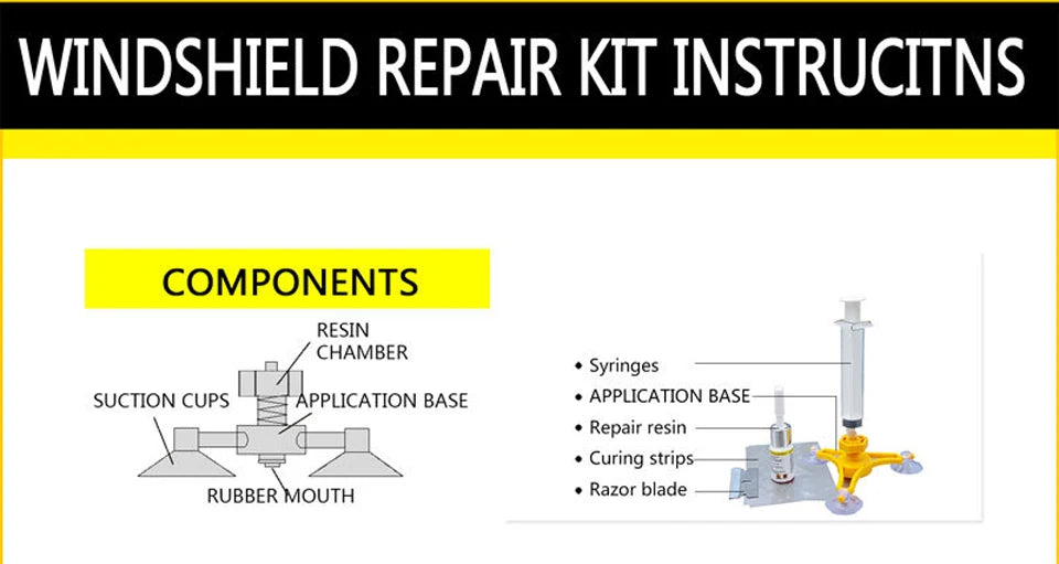 Car Windshield Glass Repair Kit for Cracks and Chips