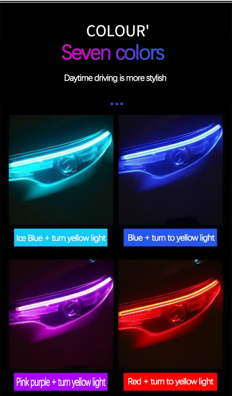 12V RGB LED Flowing Turn Signal and Daytime Running Light Strip Set
