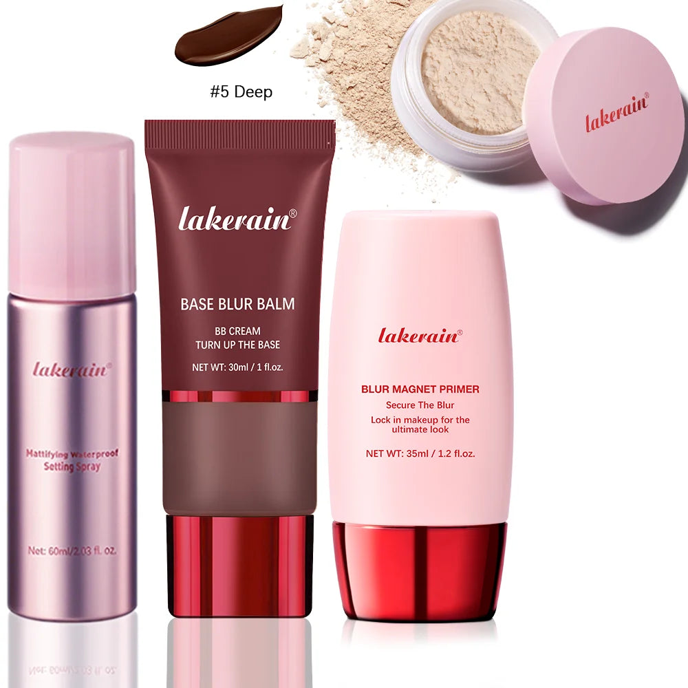 4-Piece Long-Lasting Matte Makeup Face Base and Setting Set