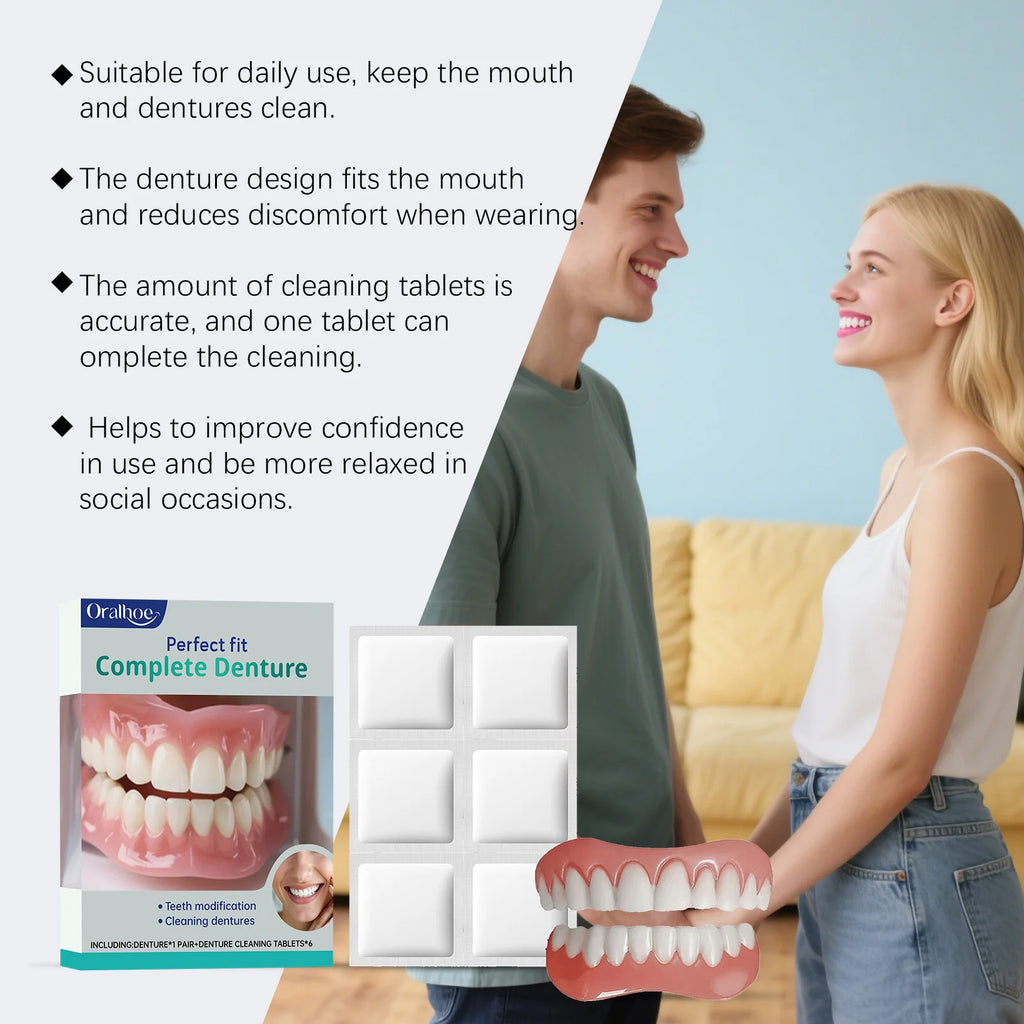 Cosmetic Denture Set for Covering Missing or Stained Teeth