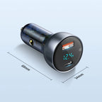 65W Dual Port Fast Car Charger with Voltage Display