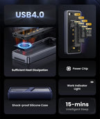 40Gbps USB4 NVMe M.2 SSD Enclosure with Cooling System