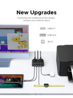 6-in-1 UK Plug Power Strip with 20W USB-C Fast Charging