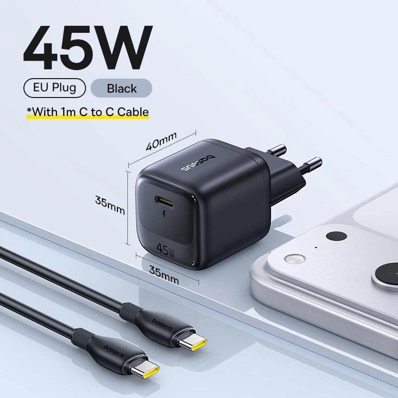45W GaN USB-C Fast Charger for Smartphones and Laptops