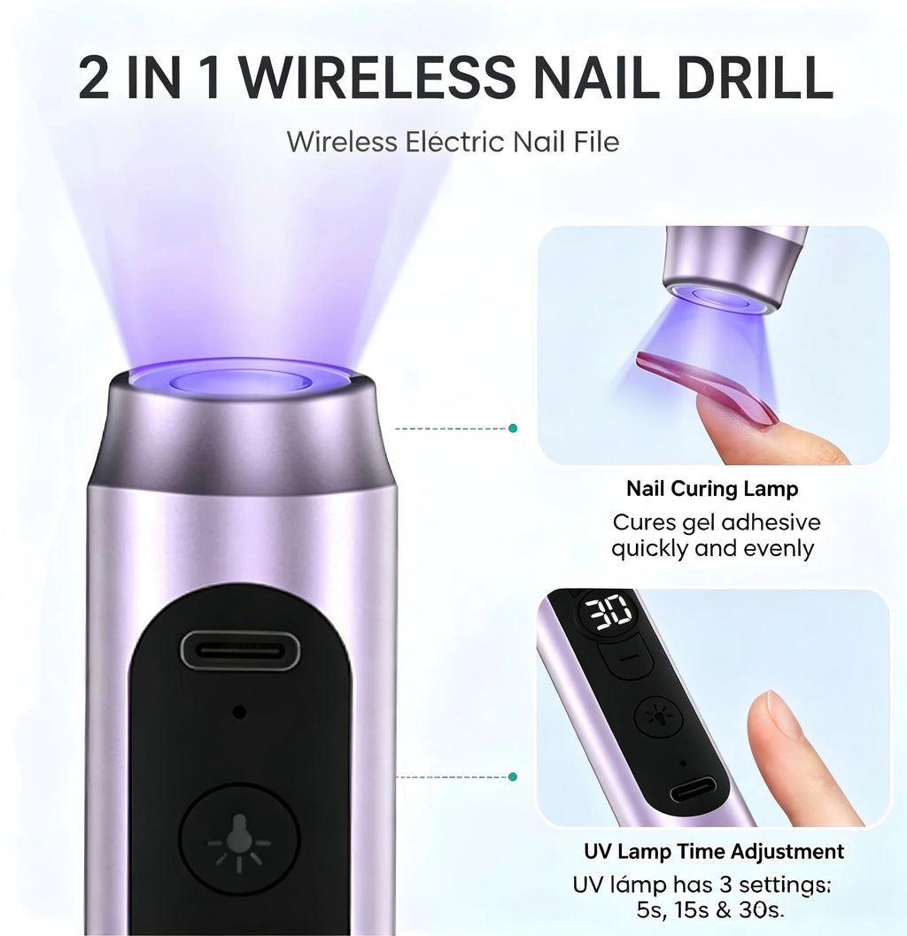 Professional Cordless Electric Nail File and UV Lamp Kit