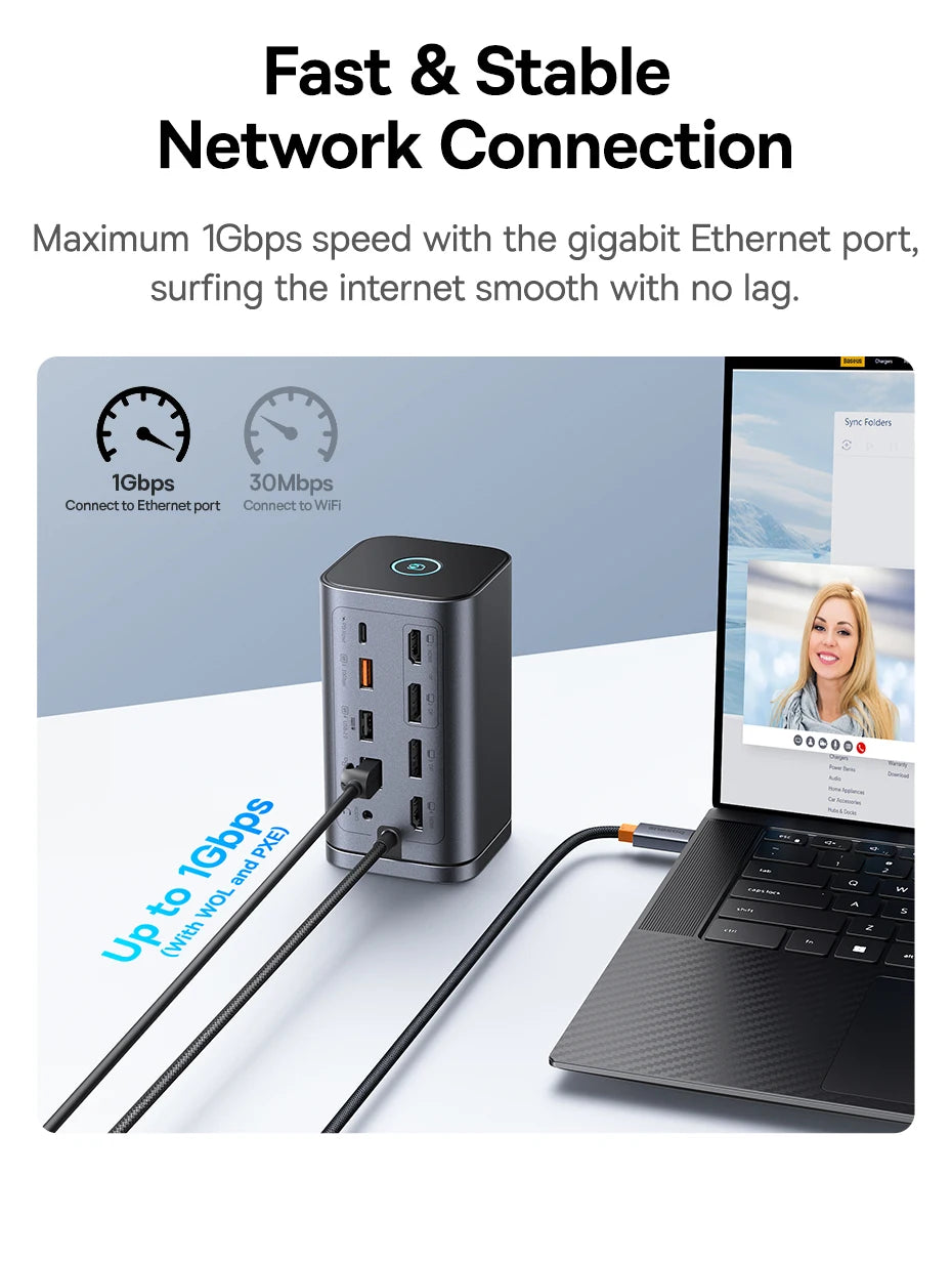 11-in-1 USB-C Docking Station with 4K Triple Display and 100W PD