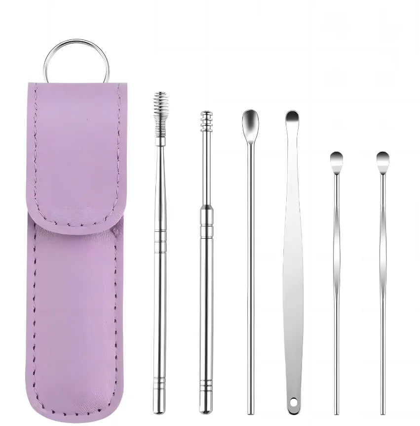 Stainless Steel Ear Wax Removal Cleaning Tool Kit with Storage Case