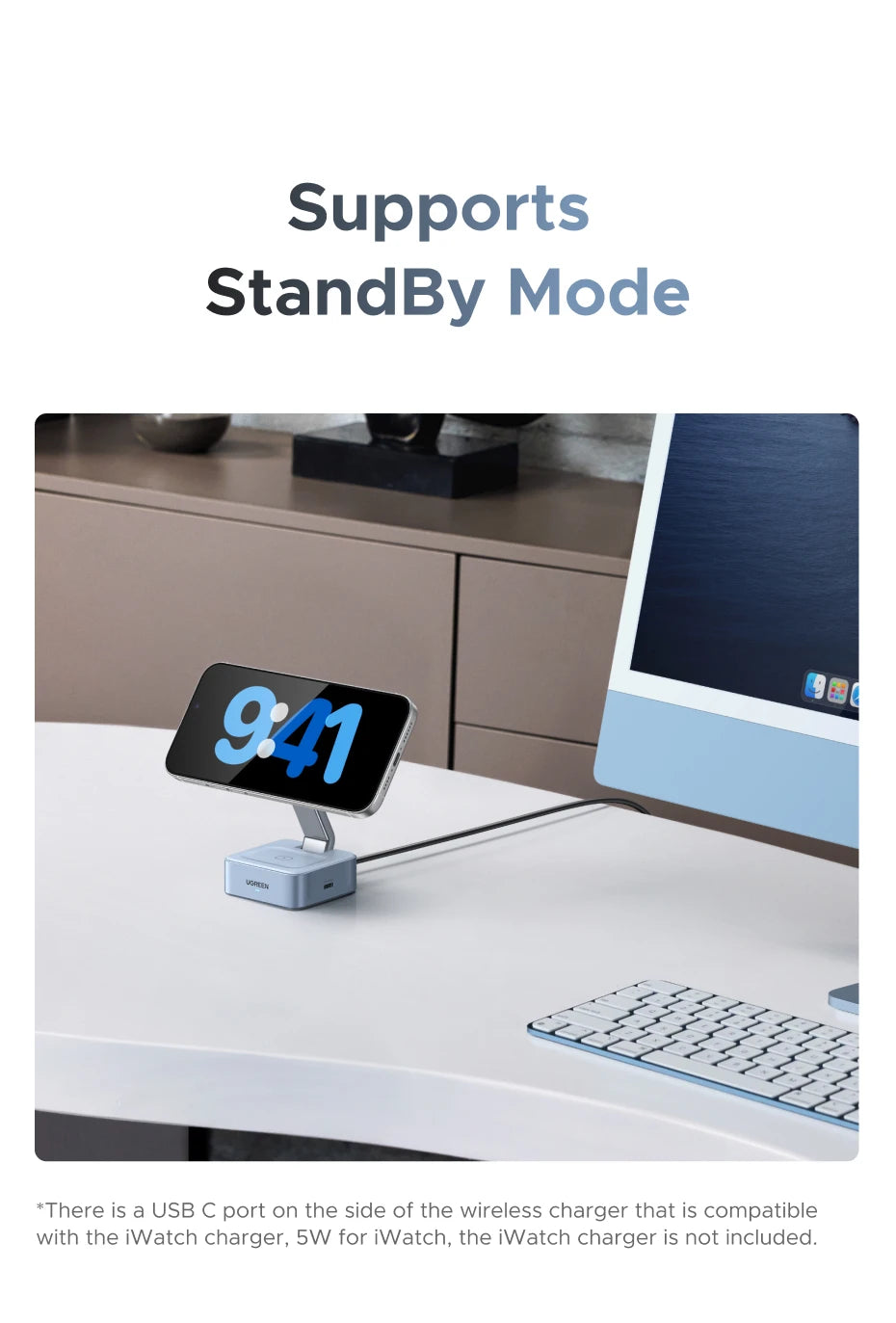 2-in-1 Magnetic Foldable Wireless Charging Stand for iPhone and AirPods
