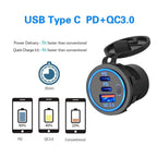 78W Triple Port USB-C Fast Car Charger Socket