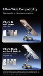 Magnetic Vacuum Suction Car Phone Mount with 360° Rotation