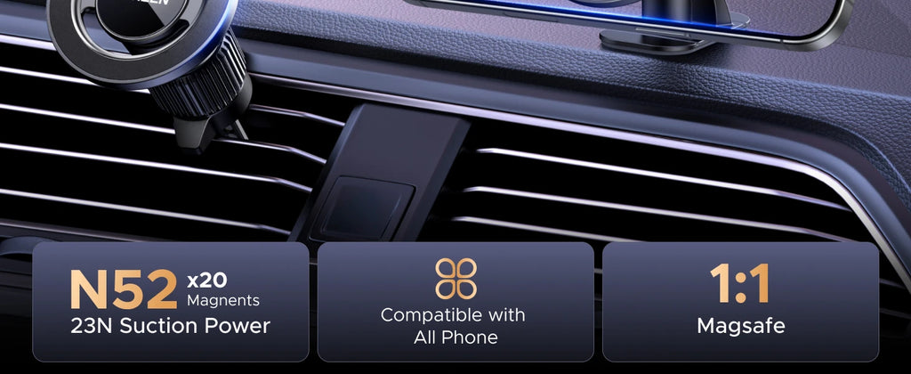 Magnetic Car Phone Mount for Dashboard and Air Vent