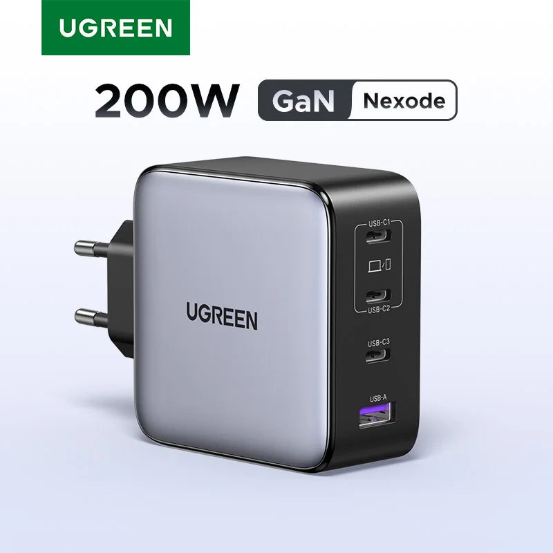 200W GaN Fast Wall Charger for Laptops and Smartphones