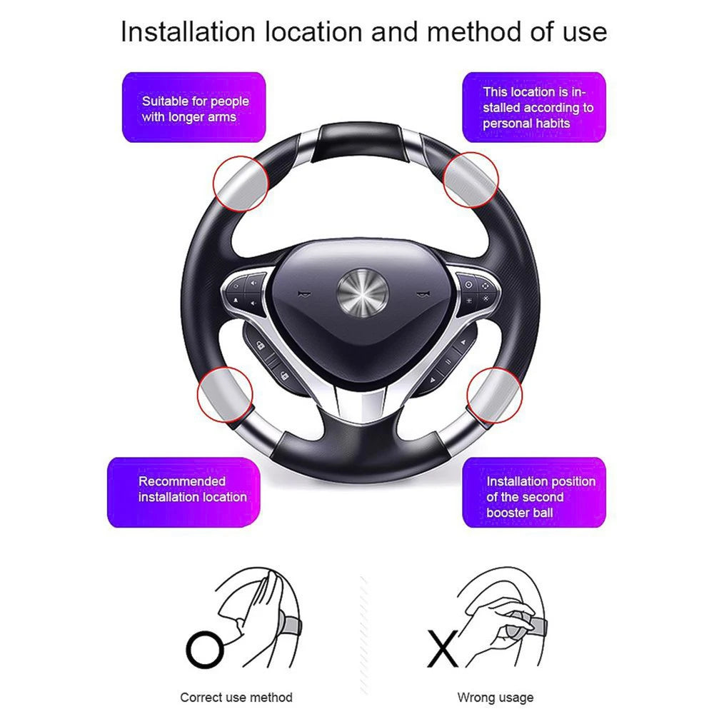 360 Degree Rotation Steering Wheel Booster Spinner Knob Handle