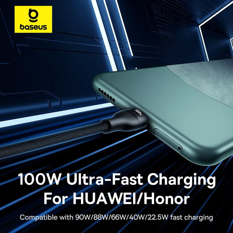 100W USB-C Fast Charging Data Cable for Smartphones and Tablets