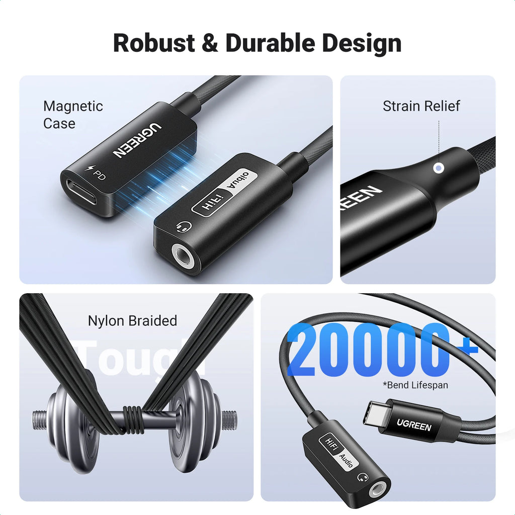 USB-C to 3.5mm Headphone Adapter with 60W PD Fast Charging