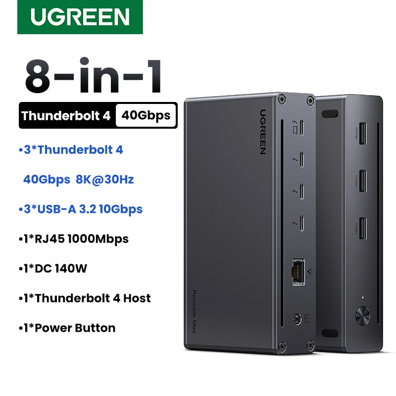 8-in-1 Thunderbolt 4 Docking Station with 40Gbps Data Transfer