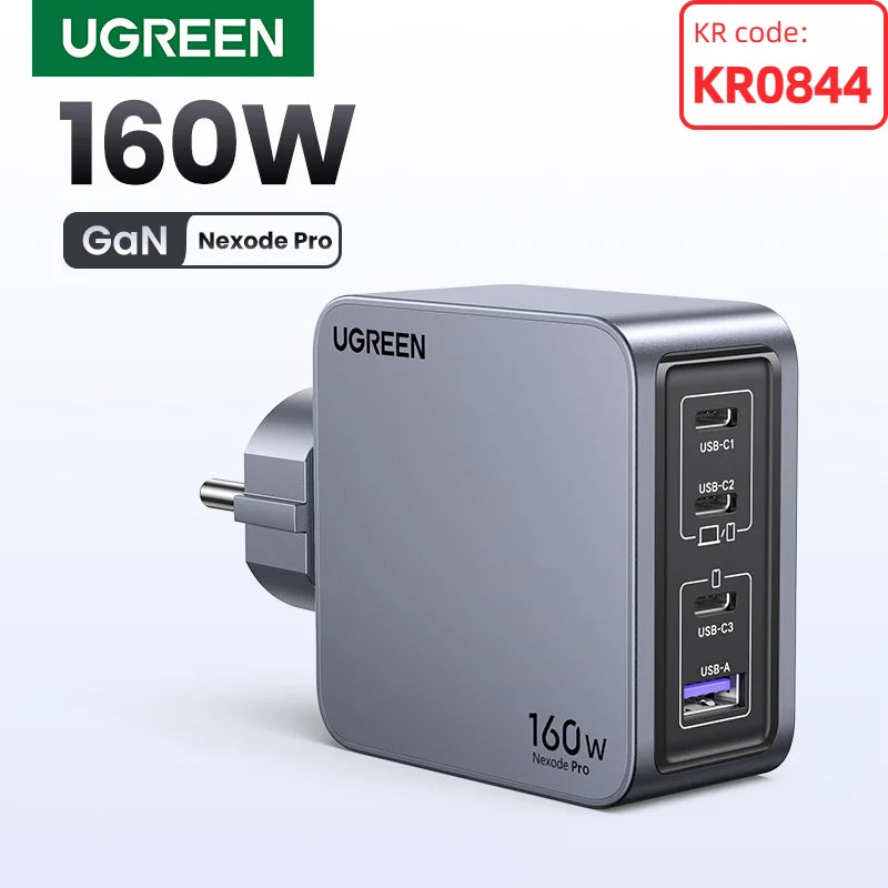 160W GaN Fast Charger with 4 Ports for Laptops and Smartphones