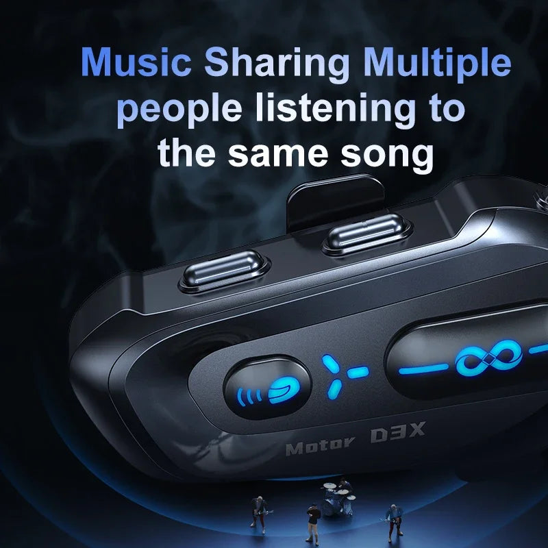 Bluetooth 5.4 Motorcycle Helmet Intercom Headset