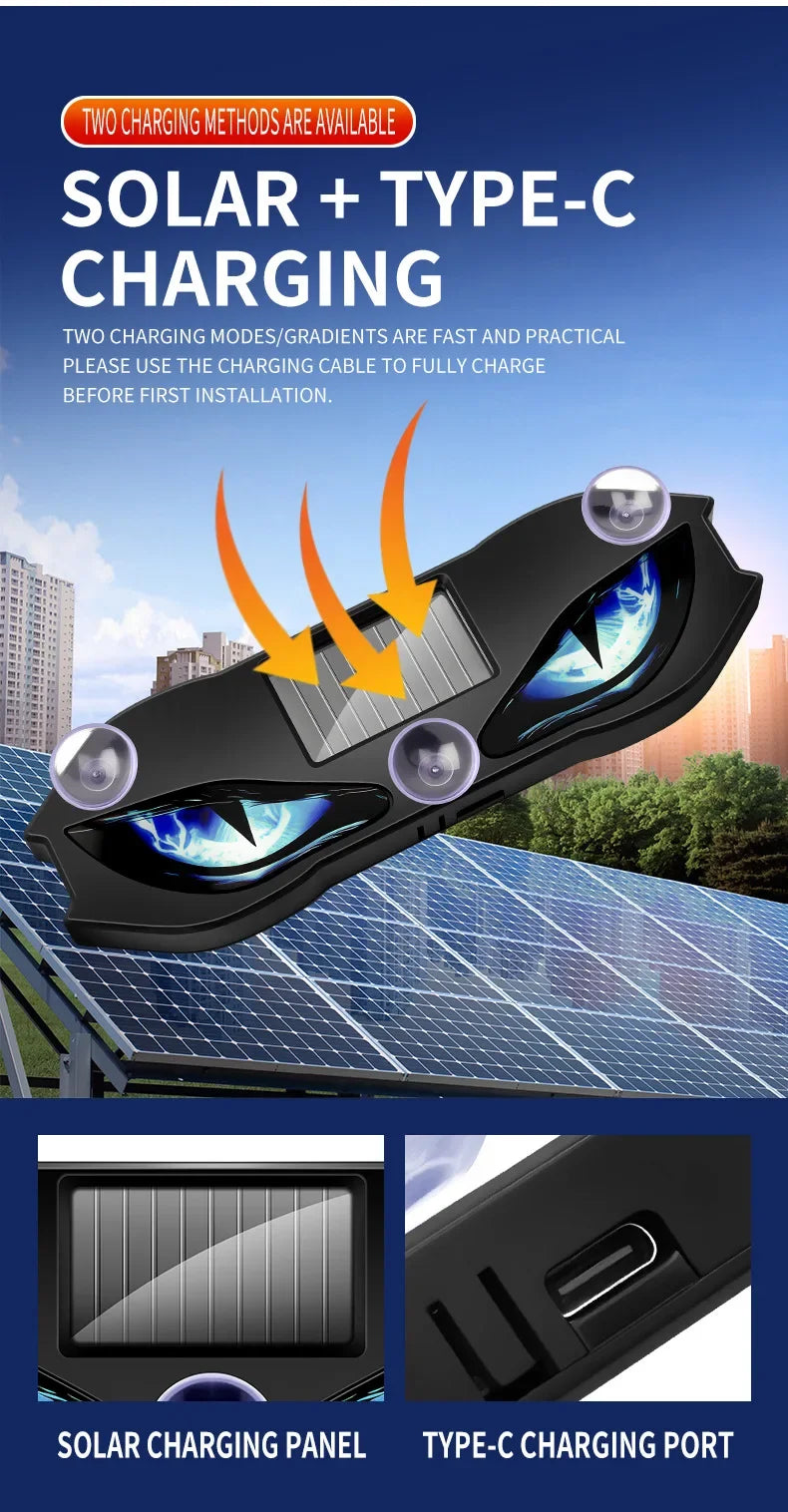Solar Powered Demon Eye LED Car Warning Light - 7