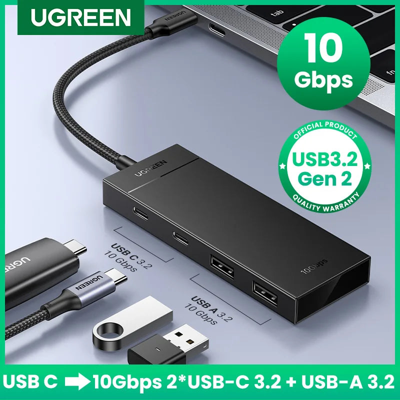 4-Port USB-C 3.2 Gen 2 Hub 10Gbps Multiport Adapter - 1