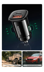 48W Dual Port Fast Car Charger with USB-C and USB-A
