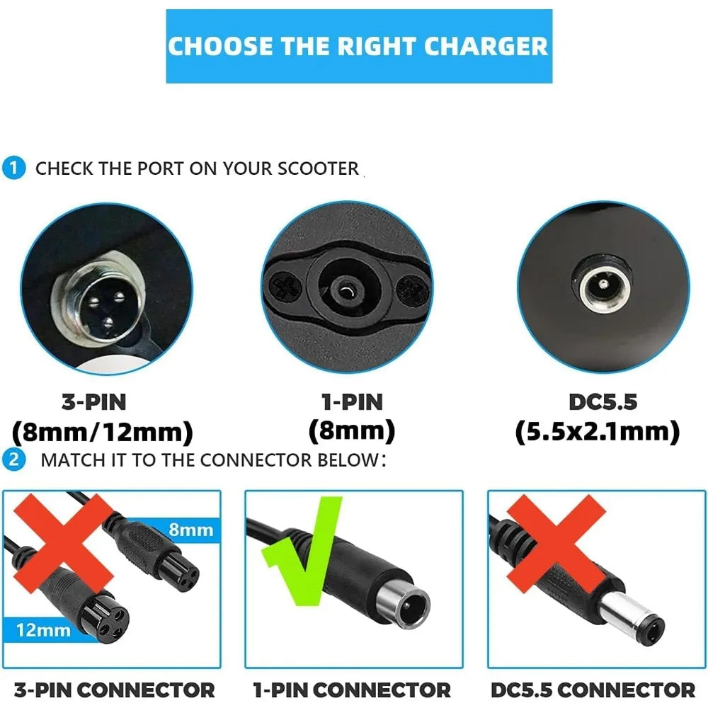 42V 2A Electric Scooter Battery Charger for Lithium-Ion