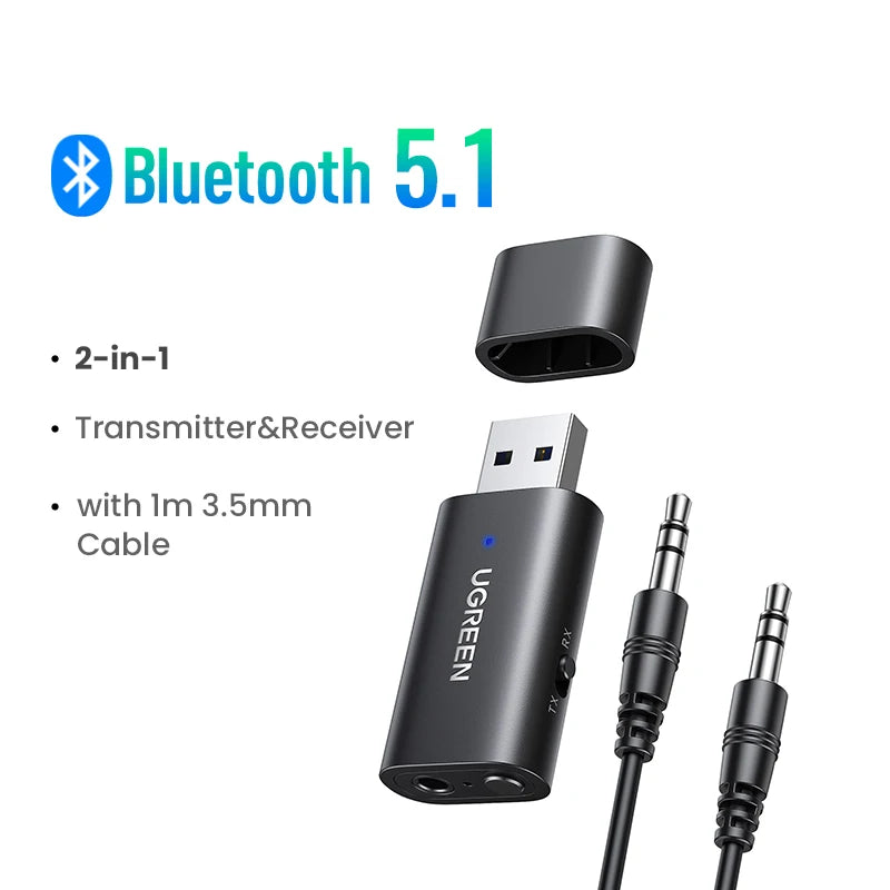2-in-1 Bluetooth 5.1 Car Transmitter and Receiver Adapter - 27