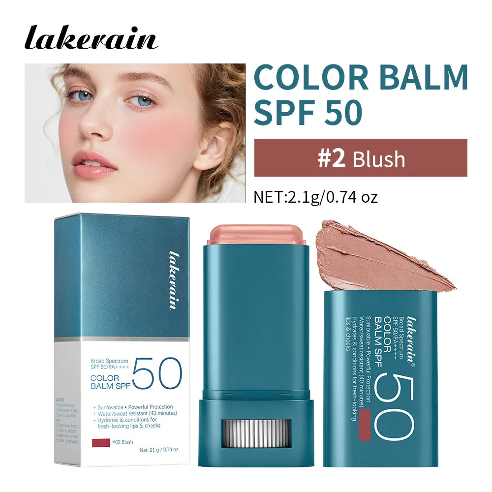 SPF 50 Tinted Sunscreen Blush Stick for Cheeks and Lips