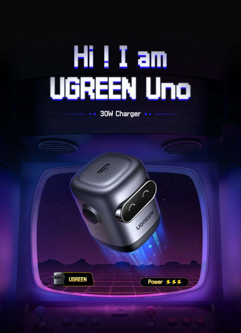 30W GaN USB-C Robot Fast Charger for Smartphones and Tablets