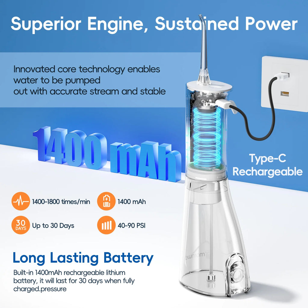 Portable Rechargeable Electric Water Flosser for Teeth Cleaning
