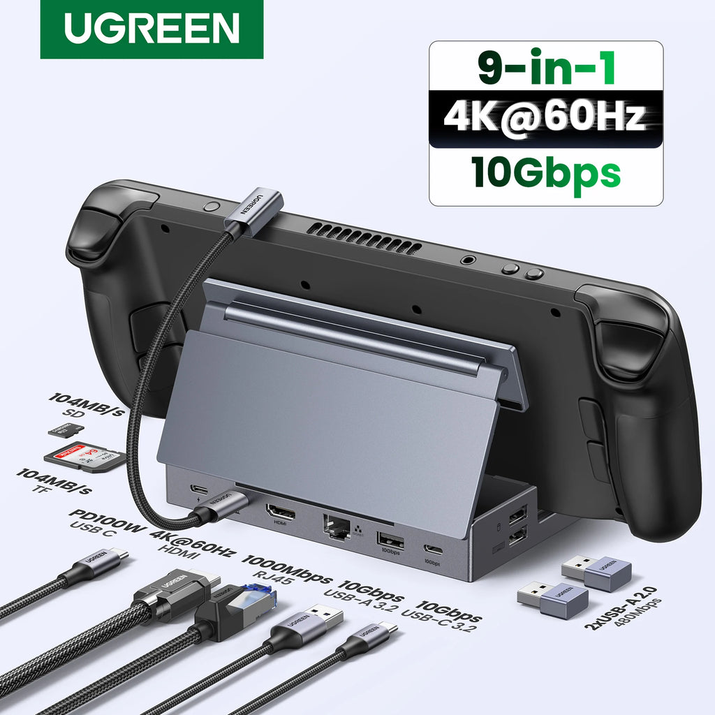 9-in-1 USB-C Gaming Docking Station with 4K HDMI and Stand
