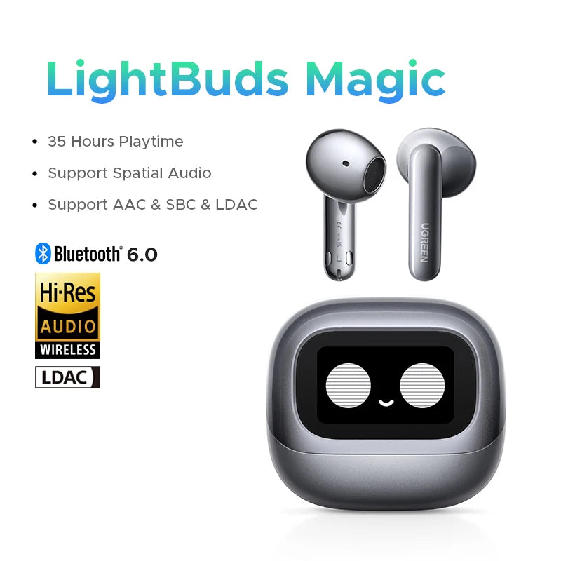 Wireless Noise Cancelling Earbuds with Smart LCD Touch Case