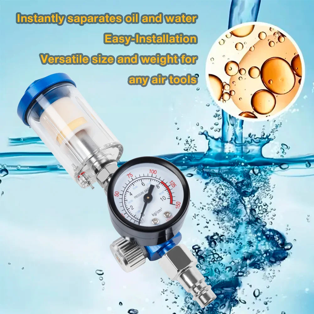 1/4" Air Compressor Filter and Pressure Regulator for Spray Guns
