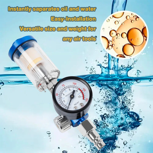 1/4" Air Compressor Filter and Pressure Regulator for Spray Guns