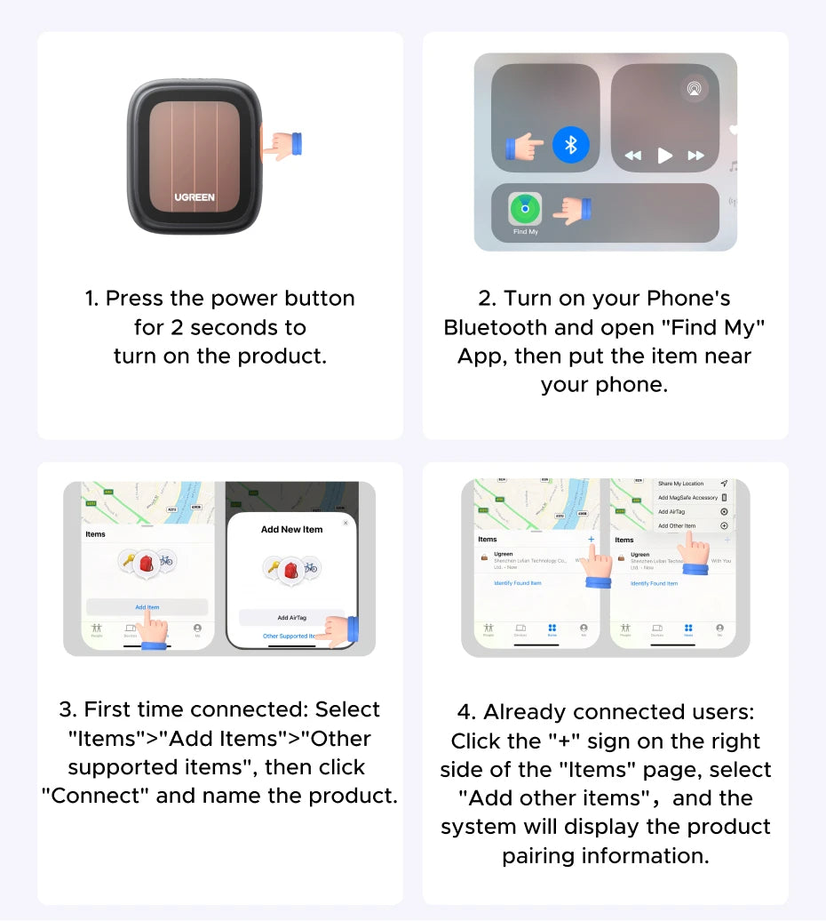 Solar Powered Bluetooth Item Tracker for Apple Find My - 16