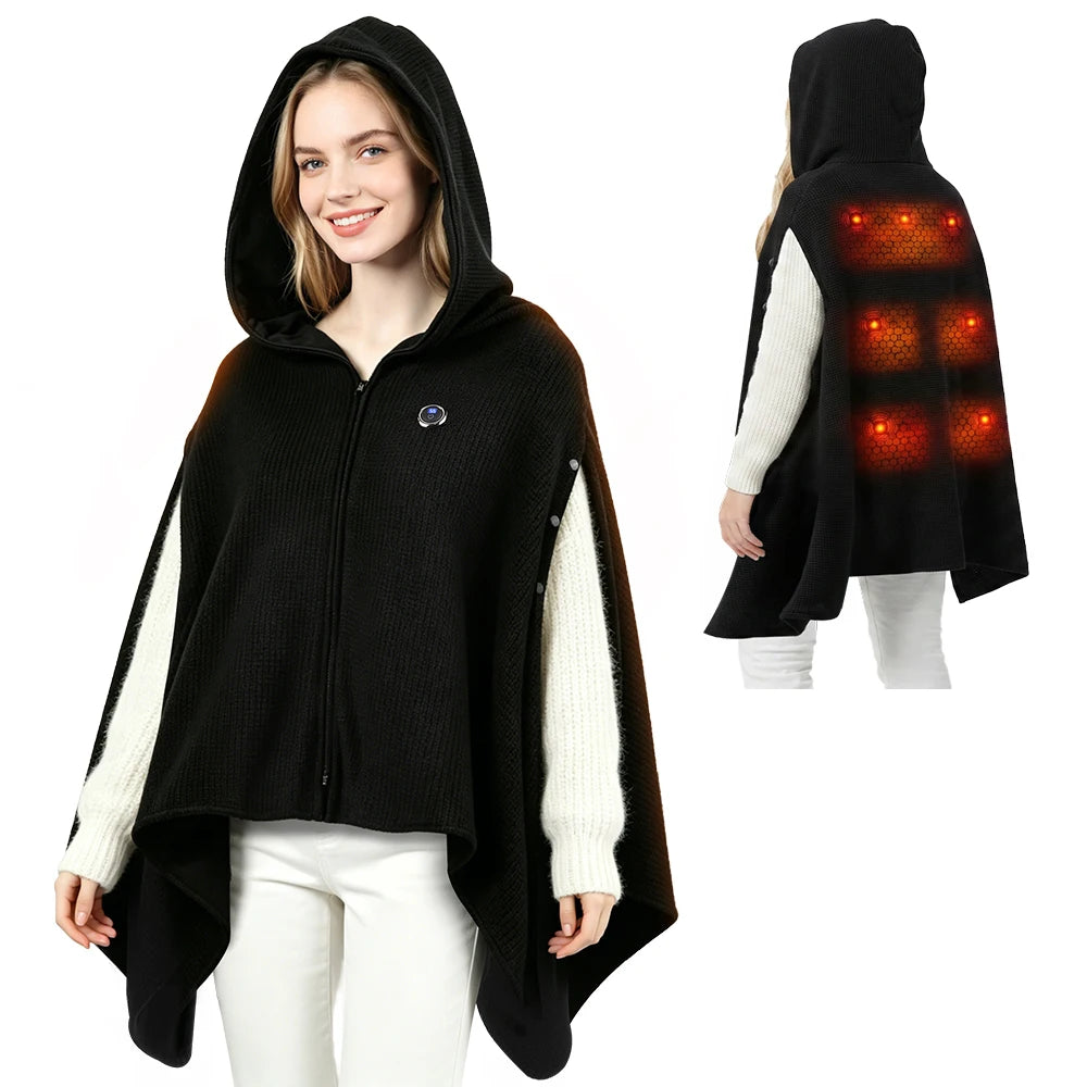 USB Powered Graphene Heated Hooded Shawl