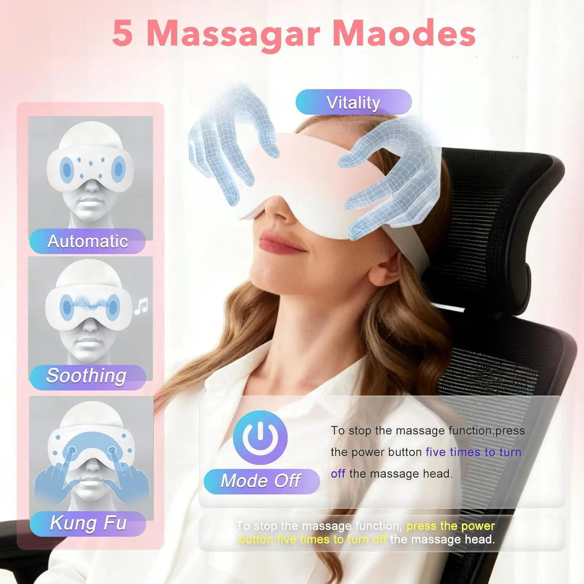 Smart Eye Massager with Cooling and Vibration for Eye Strain