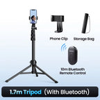 1.7m Extendable Aluminum Phone Tripod with Bluetooth Remote