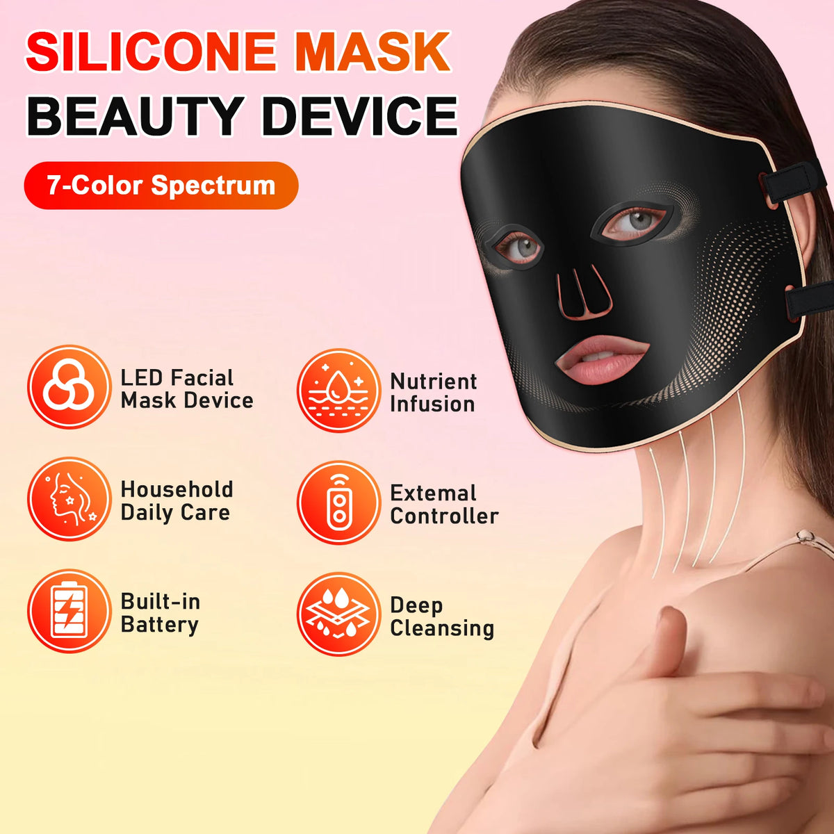 7-Color LED Light Therapy Facial Mask
