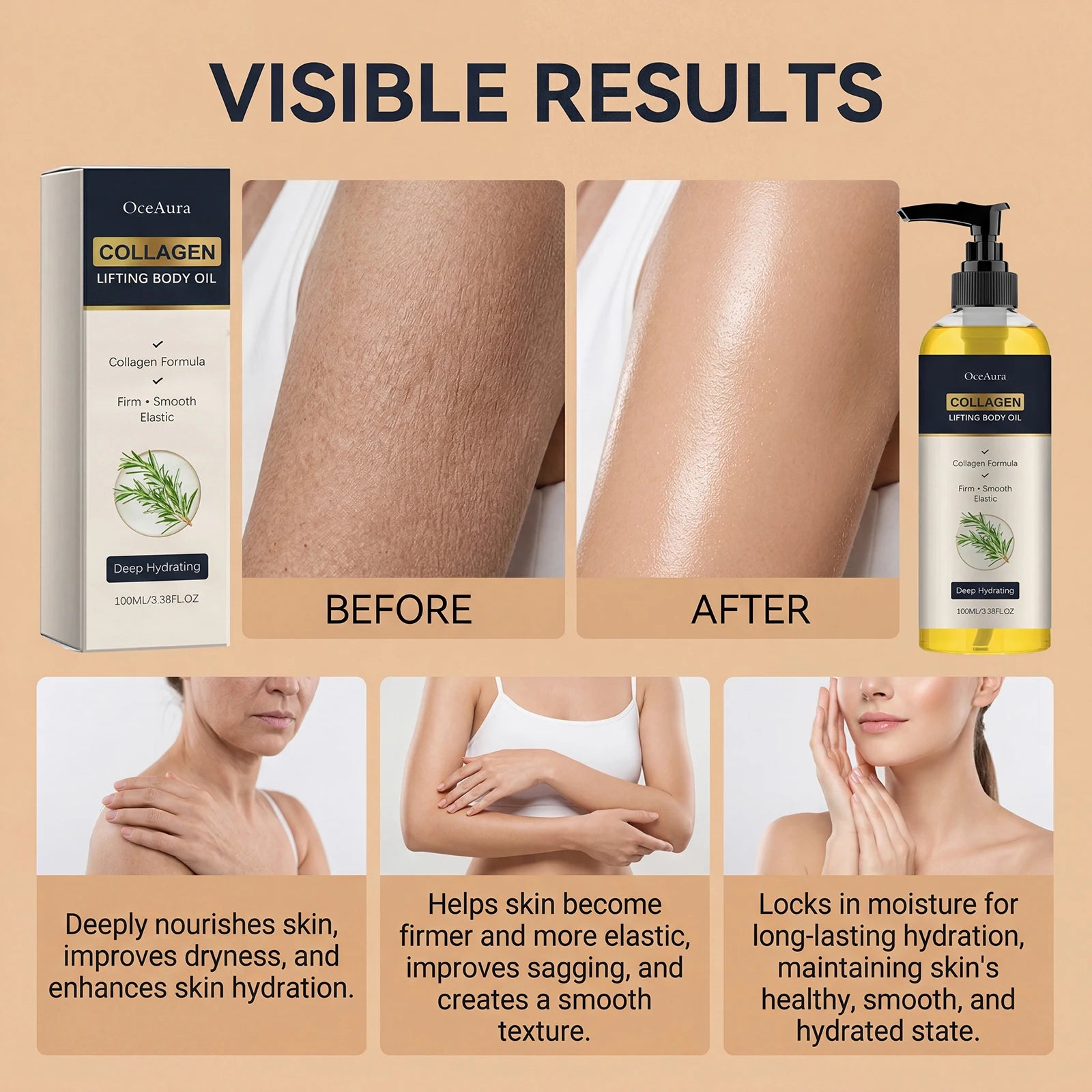 Collagen Lifting Body Oil for Skin Firming and Hydration - 13