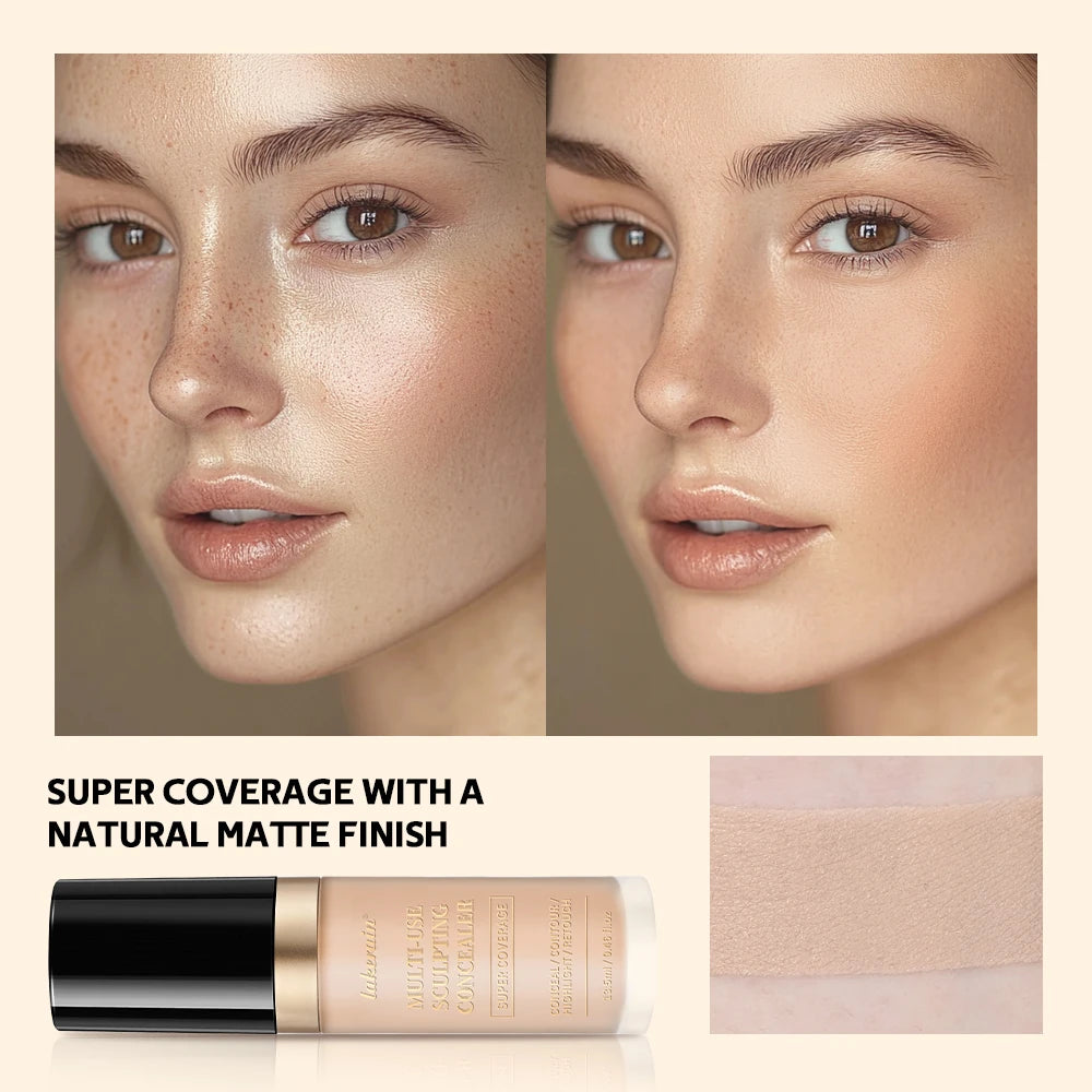 Full Coverage Waterproof Liquid Concealer and Sculpting Foundation