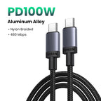 100W USB-C to USB-C Fast Charging Cable for Laptops and Smartphones