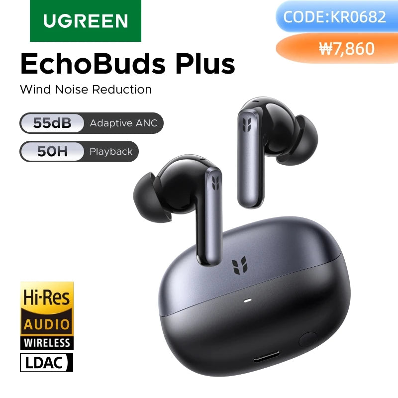 Wireless Noise Cancelling Earbuds with Adaptive ANC and 50H Battery