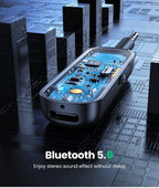 2-in-1 Bluetooth 5.0 Transmitter and Receiver for Car and Home Audio