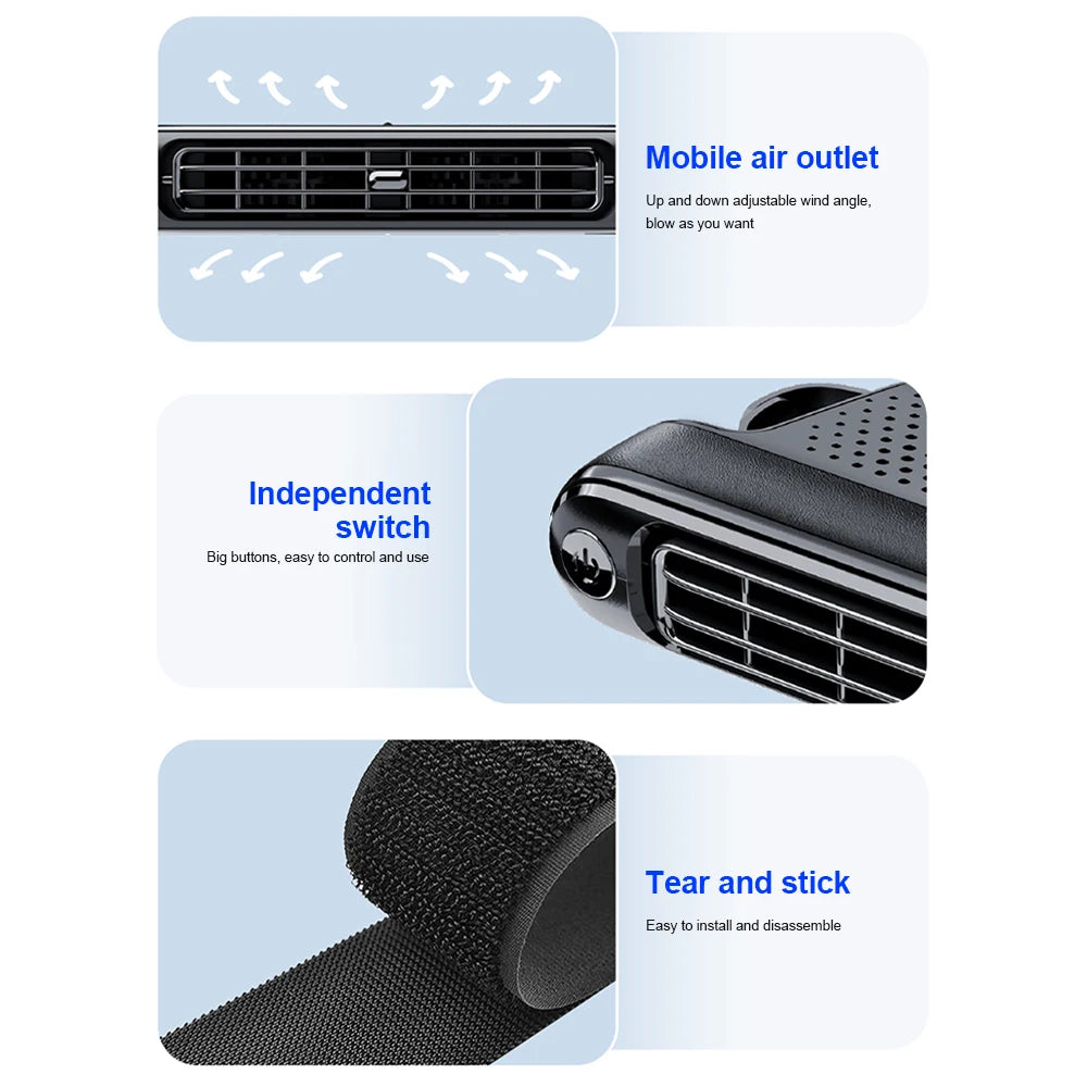 3 Speed USB Powered Car Seat Back Cooling Fan for Headrest