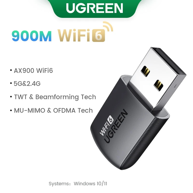Dual-Band USB WiFi 6 Adapter for Desktop and Laptop