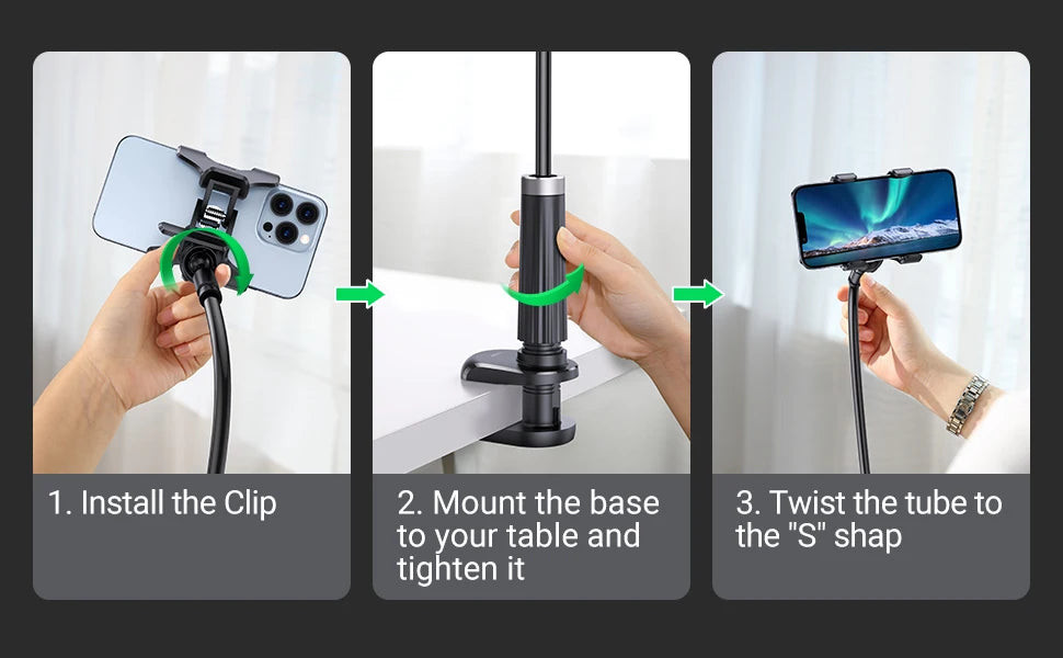 Flexible Gooseneck Phone Holder for Desk and Bed