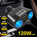 Car Cigarette Lighter Splitter PD USB Charger Bluetooth 5.0 FM Adapter