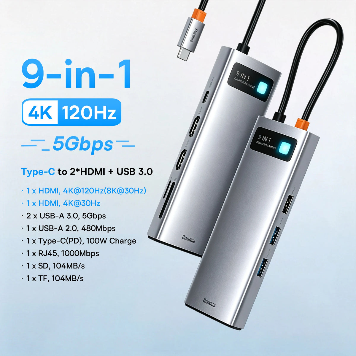 13-in-1 USB-C Hub with 4K Quadruple Display and 100W PD Charging
